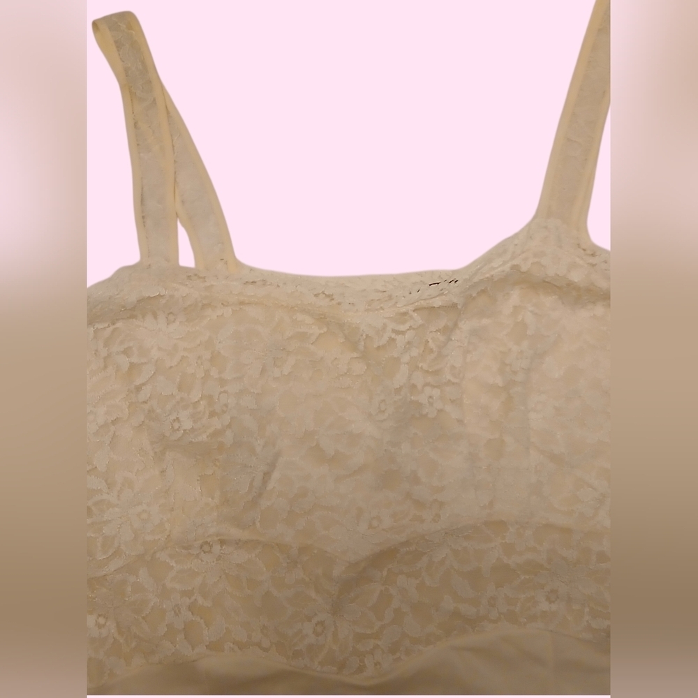 Vintage 50s 60s Full Slip White W Lace - Picture 4 of 5